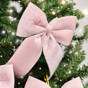 Set of 4 Baby Pink Velvet Christmas Bows
