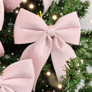 Set of 4 Baby Pink Velvet Christmas Bows