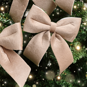 Set of 4 Taupe Velvet Christmas Bows