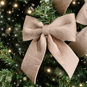 Set of 4 Taupe Velvet Christmas Bows