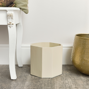 Cream Wooden Octagonal Edge Waste Paper Bin