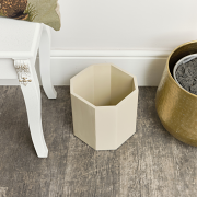 Cream Wooden Octagonal Edge Waste Paper Bin