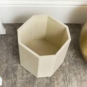 Cream Wooden Octagonal Edge Waste Paper Bin