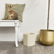 Cream Wooden Octagonal Edge Waste Paper Bin