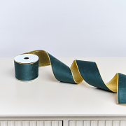 Large Green & Gold Velvet Wired Ribbon Garland - 270cm Large Green & Gold Velvet Wired Ribbon Garland - 270cm