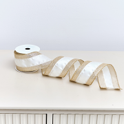 Large Pink & Gold Iridescent Wired Ribbon Garland - 270cm Large Pink & Gold Iridescent Wired Ribbon Garland - 270cm