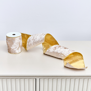 Large Shiny Velvet Pink & Gold Wired Ribbon Garland - 270cm Large Shiny Velvet Pink & Gold Wired Ribbon Garland - 270cm