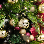 Set of 8 Gold Hanging Bell Christmas Decorations - 4cm Set of 8 Gold Hanging Bell Christmas Decorations - 4cm