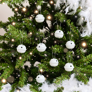 Set of 8 White Hanging Bell Christmas Decorations - 4cm Set of 8 White Hanging Bell Christmas Decorations - 4cm