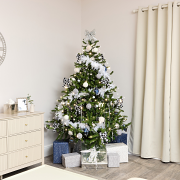 Set of 8 White Hanging Bell Christmas Decorations - 4cm Set of 8 White Hanging Bell Christmas Decorations - 4cm