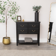 Black 4 Drawer Large Chest/Console Table with Shelf - Briggs Range Black 4 Drawer Large Chest/Console Table with Shelf - Briggs Range