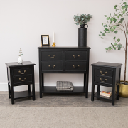 Large Black 4 Drawer Chest of Drawers & Pair of Bedside Tables - Briggs Range Large Black 4 Drawer Chest of Drawers & Pair of Bedside Tables - Briggs Range