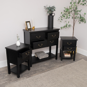 Large Black 4 Drawer Chest of Drawers & Pair of Bedside Tables - Briggs Range Large Black 4 Drawer Chest of Drawers & Pair of Bedside Tables - Briggs Range