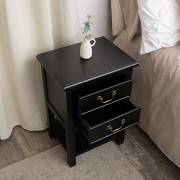 Black 2 Drawer Bedside Table with Shelf - Briggs Range Black 2 Drawer Bedside Table with Shelf - Briggs Range