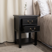 Black 2 Drawer Bedside Table with Shelf - Briggs Range Black 2 Drawer Bedside Table with Shelf - Briggs Range