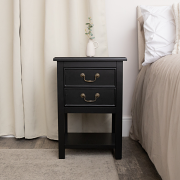 Black 2 Drawer Bedside Table with Shelf - Briggs Range Black 2 Drawer Bedside Table with Shelf - Briggs Range