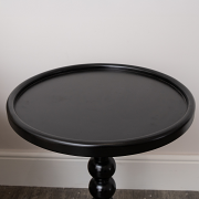 Black Painted Round Wooden Bobble Side Table - 45cm x 56.5cm