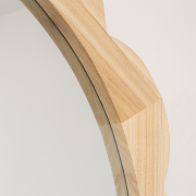 Large Light Wood Scalloped Edge Bevelled Wall Mirror - 97cm