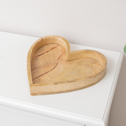Mango Wood Decorative Heart Display Tray - 25cm