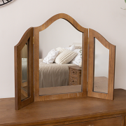 Wooden Dressing Table Desk with Triple Mirror and Stool - Pays Du Bois Range