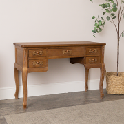 Wooden Dressing Table Desk with Triple Mirror and Stool - Pays Du Bois Range