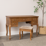 Wooden Dressing Table Desk with Triple Mirror and Stool - Pays Du Bois Range