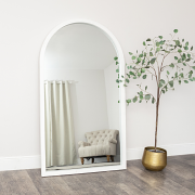 Extra Large White Arched Frame Leaner/Wall Mirror - 190cm x 110cm