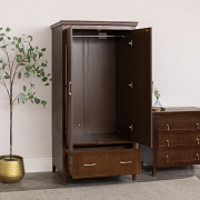 Dark Brown Wooden Reeded Wardrobe - Georgian Range
