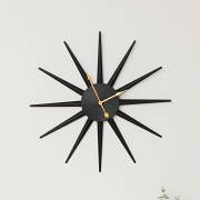 Black Metal Starburst Detail Wall Clock - 60cm x 60cm