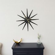 Black Metal Starburst Detail Wall Clock - 60cm x 60cm