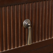 Dark Brown Wooden Reeded Chest of 3 Drawers, Dressing Table, Mirror Set & Pair of Bedside Tables - Georgian Range