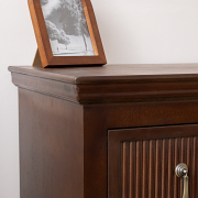 Dark Brown Wooden Reeded Wardrobe, Dressing Table, Mirror Set, Chest of 3 Drawers & Pair of Bedside Tables - Georgian Range