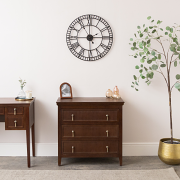 3 Drawer Dark Brown Wooden Reeded Chest of Drawers - Georgian Range