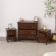 3 Drawer Wooden Reeded Chest of Drawers and Pair of 2 Drawer Bedside Tables - Georgian Range