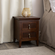 Dark Brown Wooden Reeded Dressing Table, Mirror Set & Pair of Bedside Tables - Georgian Range