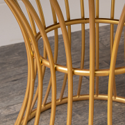 Gold & Grey Metal Detailed Upholstered Dressing Table Stool