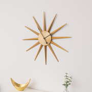 Gold Metal Starburst Detail Wall Clock - 60cm x 60cm
