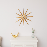 Gold Metal Starburst Detail Wall Clock - 60cm x 60cm