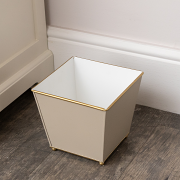 Sandy Beige Metal Planter Pot with Gold Feet - 17cm x 16.5cm