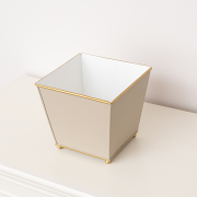 Sandy Beige Metal Planter Pot with Gold Feet - 17cm x 16.5cm