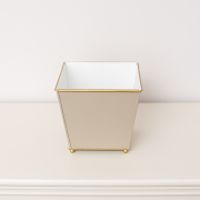 Sandy Beige Metal Planter Pot with Gold Feet - 17cm x 16.5cm