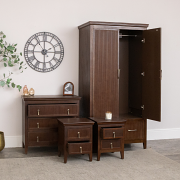Wooden Reeded Wardrobe, 3 Drawer Chest of Drawers and Pair of 2 Drawer Bedside Tables - Georgian Range