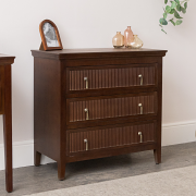 Wooden Reeded Wardrobe, 3 Drawer Chest of Drawers and Pair of 2 Drawer Bedside Tables - Georgian Range