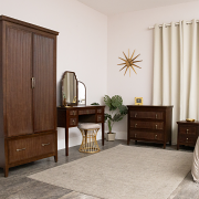Wooden Reeded Wardrobe, 3 Drawer Chest of Drawers and Pair of 2 Drawer Bedside Tables - Georgian Range