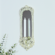 Ornate Cream Wall Mirror with Candle Sconce
