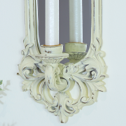 Ornate Cream Wall Mirror with Candle Sconce