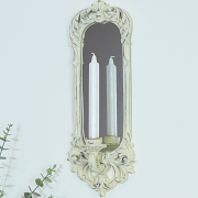 Ornate Cream Wall Mirror with Candle Sconce