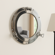 Silver Metal Porthole Mirror 28cm x 28cm
