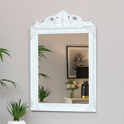 Antique White Wall Mirror 36cm x 55cm