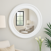 Large Round Vintage White Wall Mirror 80cm x 80cm